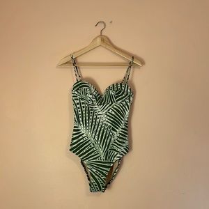 J. Crew demi cup palm print one piece swimsuit
